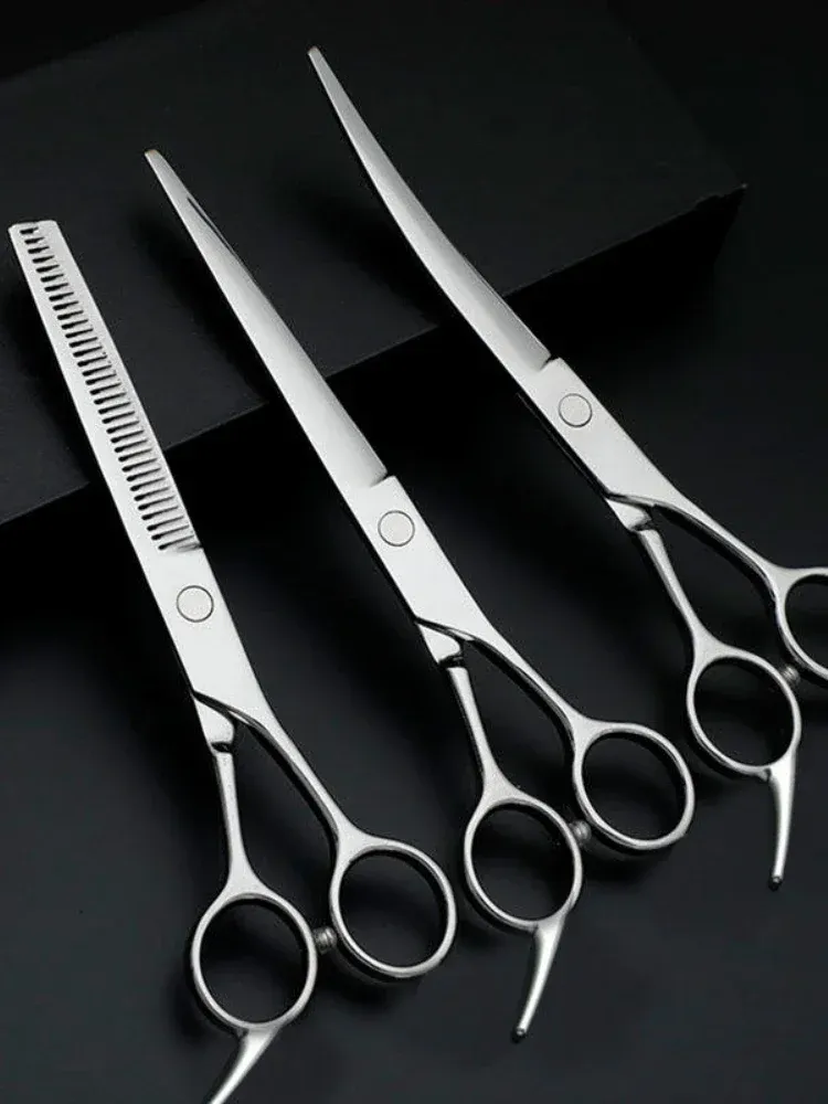 Pet Grooming Scheren Set – Professionell Aus Edelstahl, Mit Gebogener Schere, Kamm & Etui
