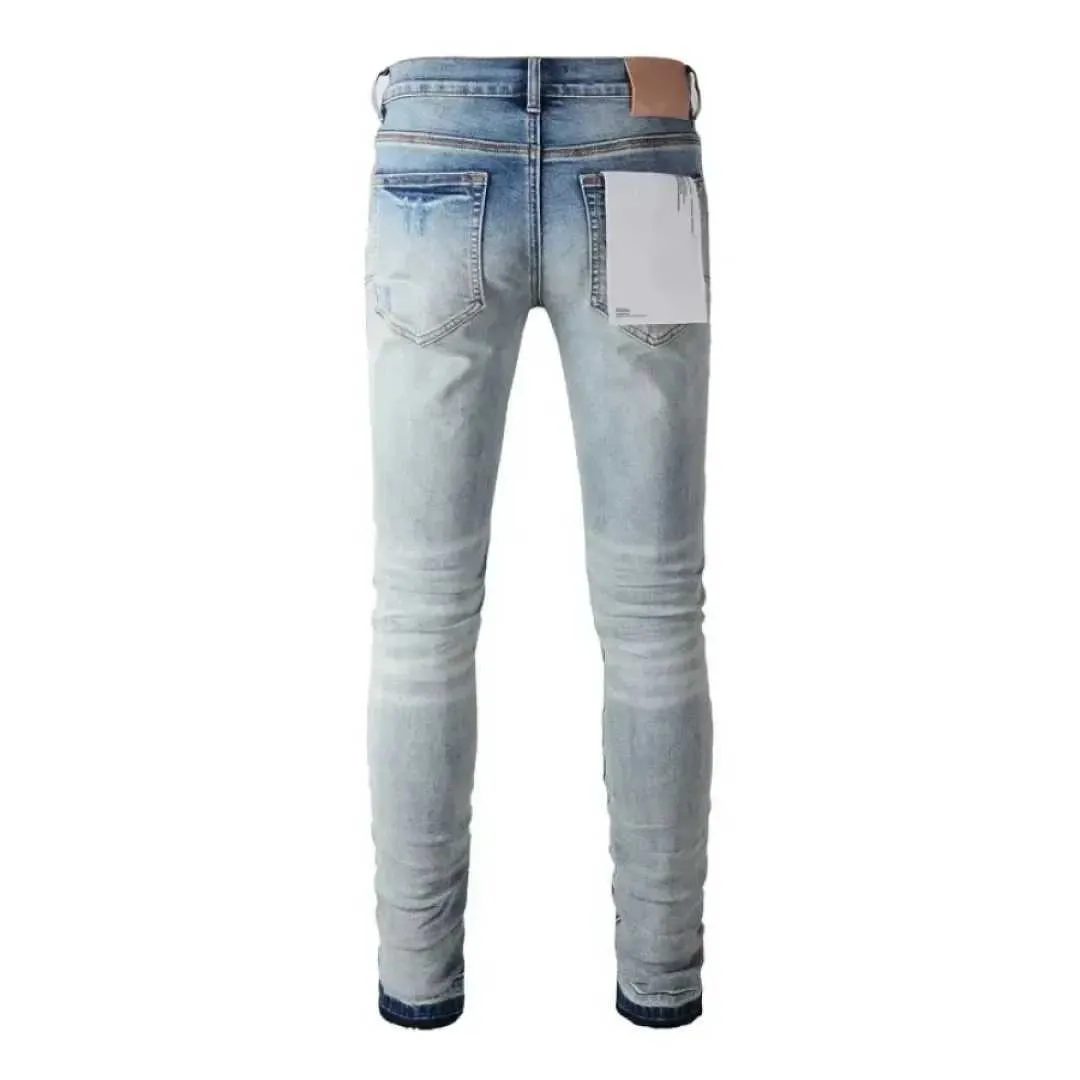 Jeans viola da uomo High Street con toppe bucate rovinate, pantaloni alla moda, pantaloni skinny a vita bassa, 9013_voghion.com