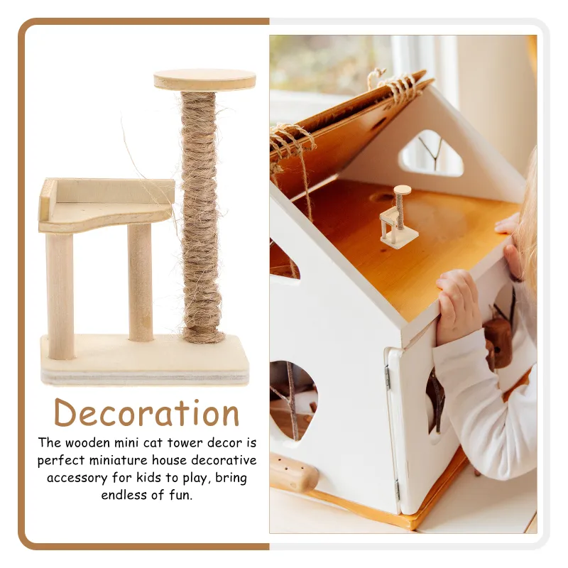 Dollhouse Decor Miniature Cat Figurine Set 1:12 Scale Hand