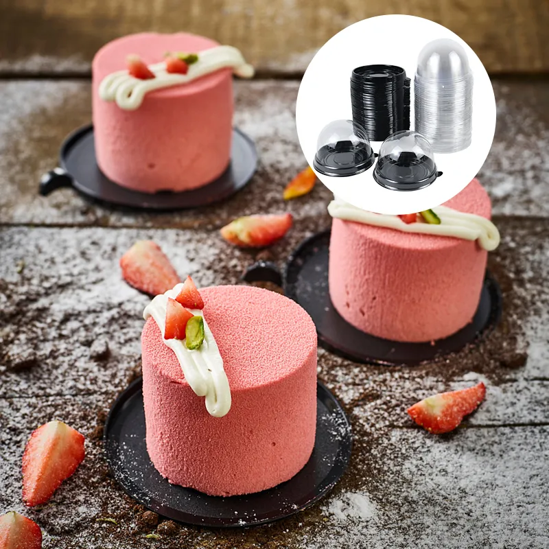 Round Cake Carrier. Plastic Clear Cake Storage Box. (Red) - All In One London