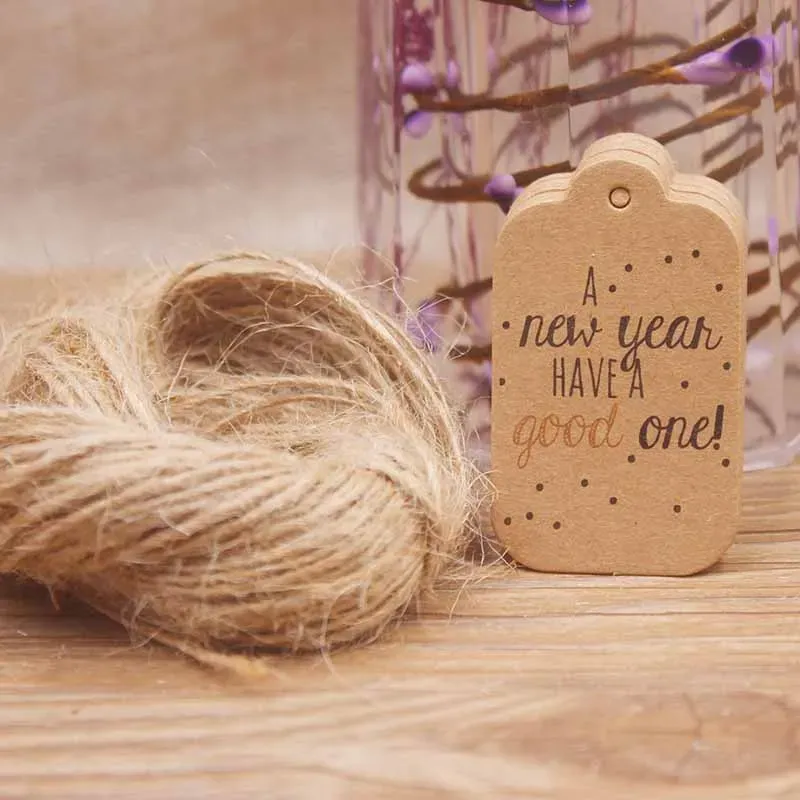 Guft Tag Rope Kraft Paper Gift Tags 1.18 × 1.96 in with 20m Rope for Gift Labeling ...