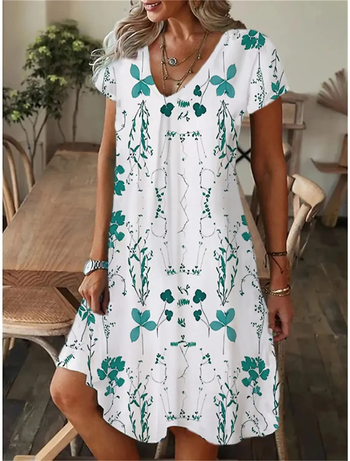 DHgate Womens Short Sleeve Casual Summer Cotton Sundress with Pockets 240528 Apparel