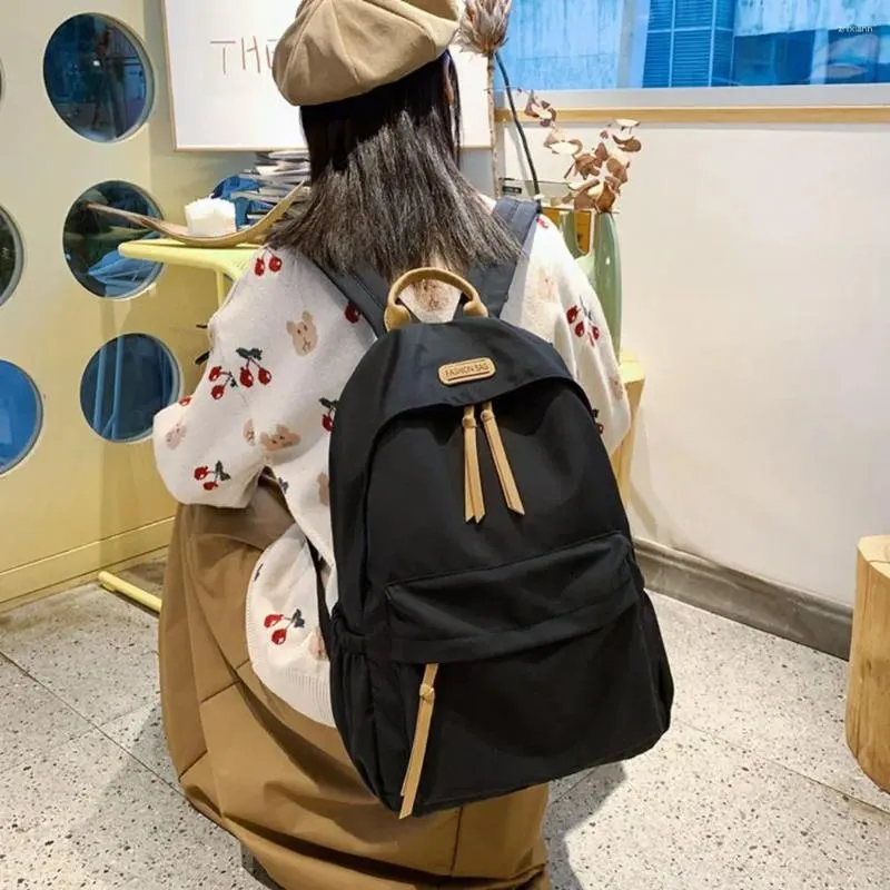 DHgate Teenage Girls Nylon Rucksack Solid Color Backpack Bag for School Travel Everyday Use Bags Luggage Accessories