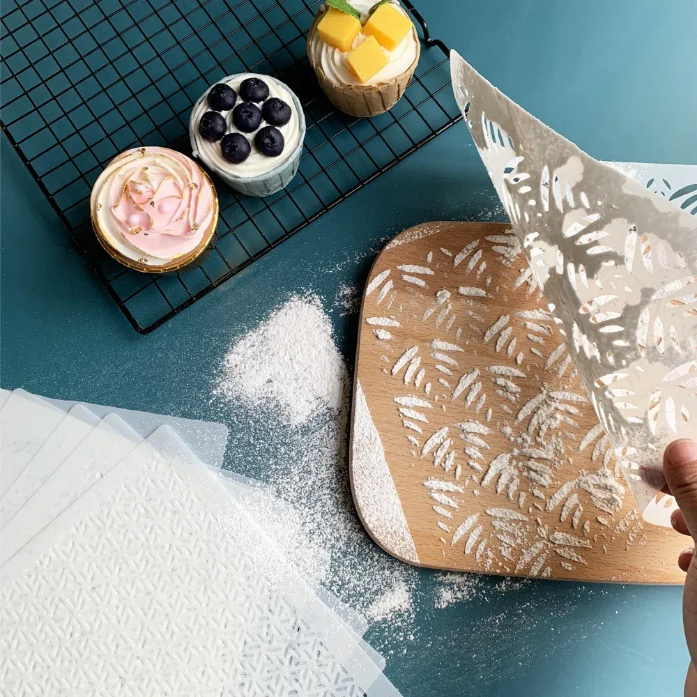 Cake Stencils Decorating Buttercream, Templates Floral Cookie Fondant Dessert Stencil Lace Cake Stencil & Template,Wedding Cake Birthday Cake Spray Flower Edge Molding Baking Tool For Bakery