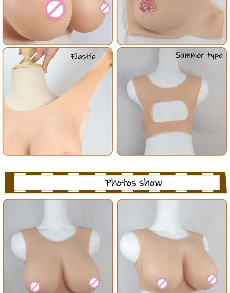 SOFTMARY Silicone Breastplate - Breathable Fake Boobs With Hollow Back & Low Collar For Summer Wear