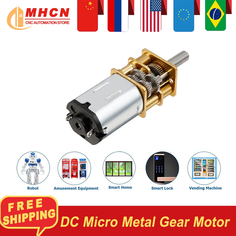 1pc DC 3V/6V/12V N20 Micro Gear Motor With Metal Gearbox & Wheel - Speed 15-4000 RPM, DIY Project Motor