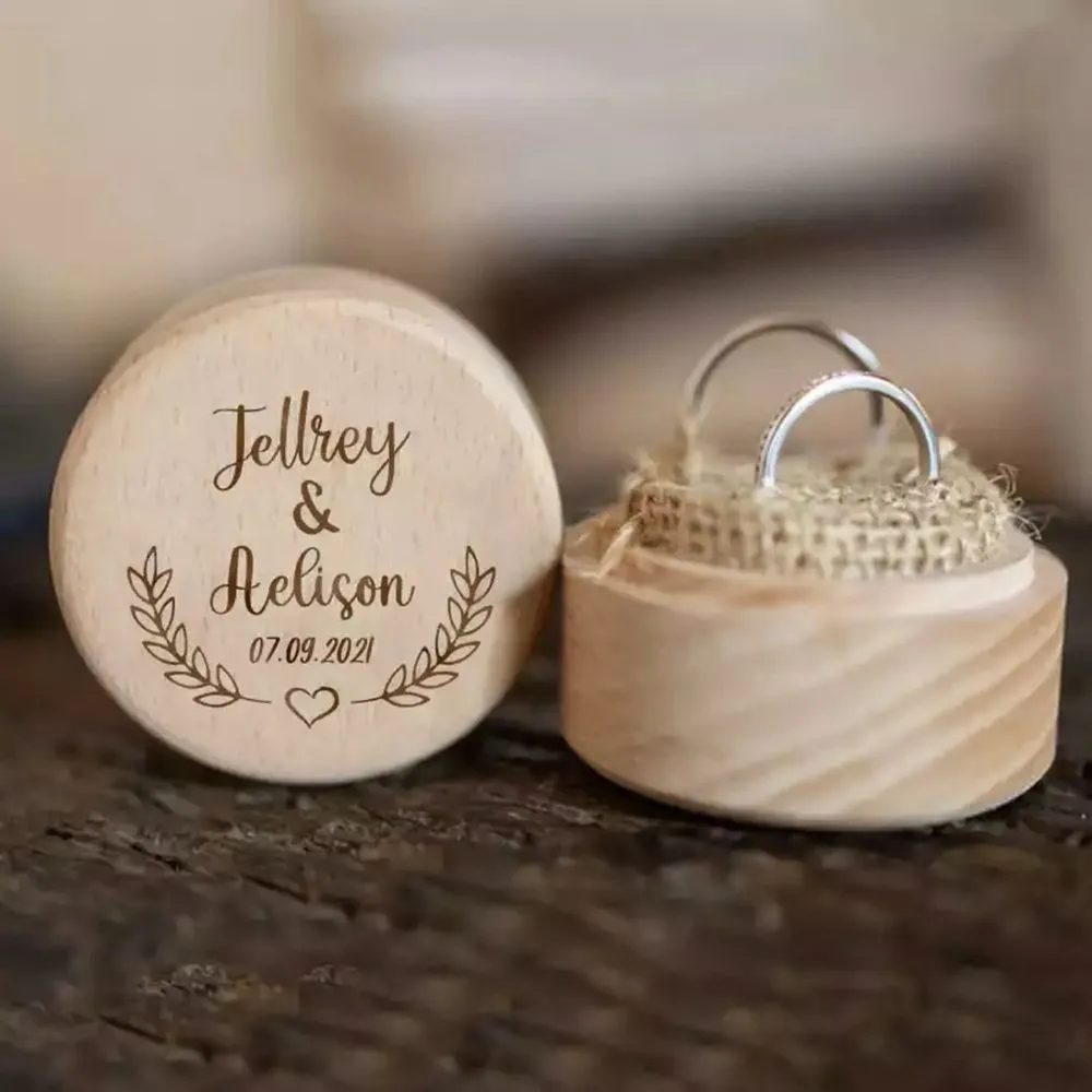 Personalized Rustic Wooden Ring Box for Engagement or Wedding