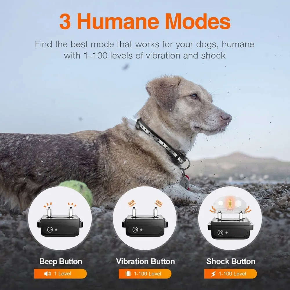 DHgate 3 Dog Shock Collar 3600Ft Range 3 Modes Waterproof w Flashlight Pet Supplies