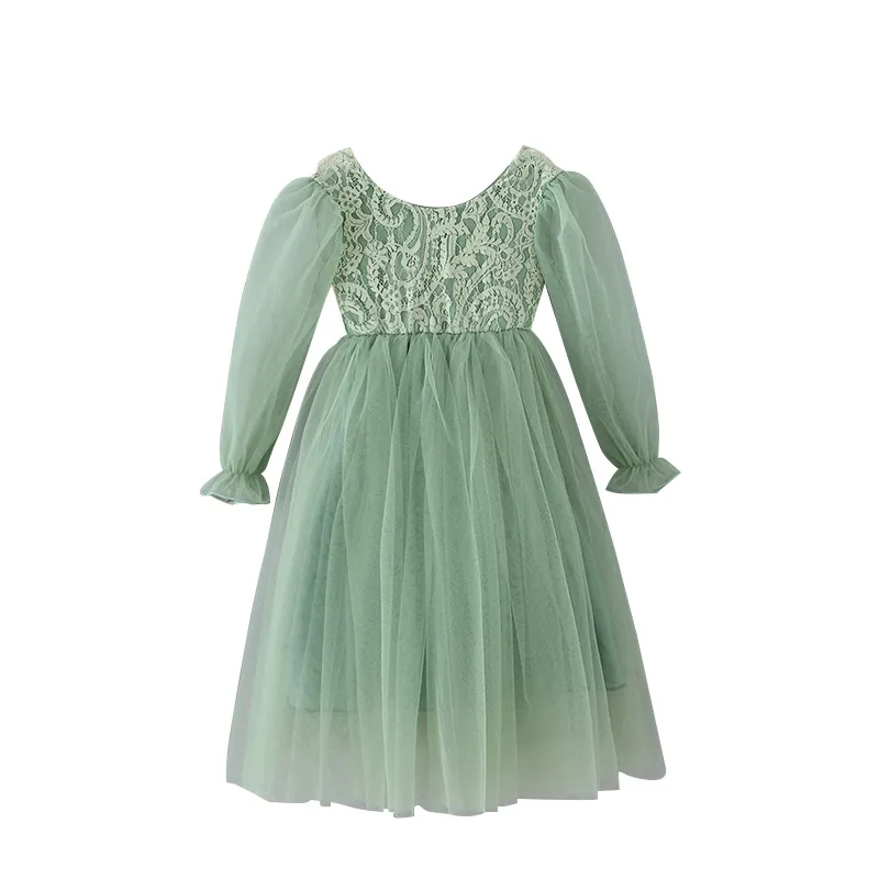 Girl Party Dress Long Sleeves Sage Green Ankle-Length Flower Girl Dress  Polyester E0409 from Dhgate Flower Girls' Dresses - price 23.57