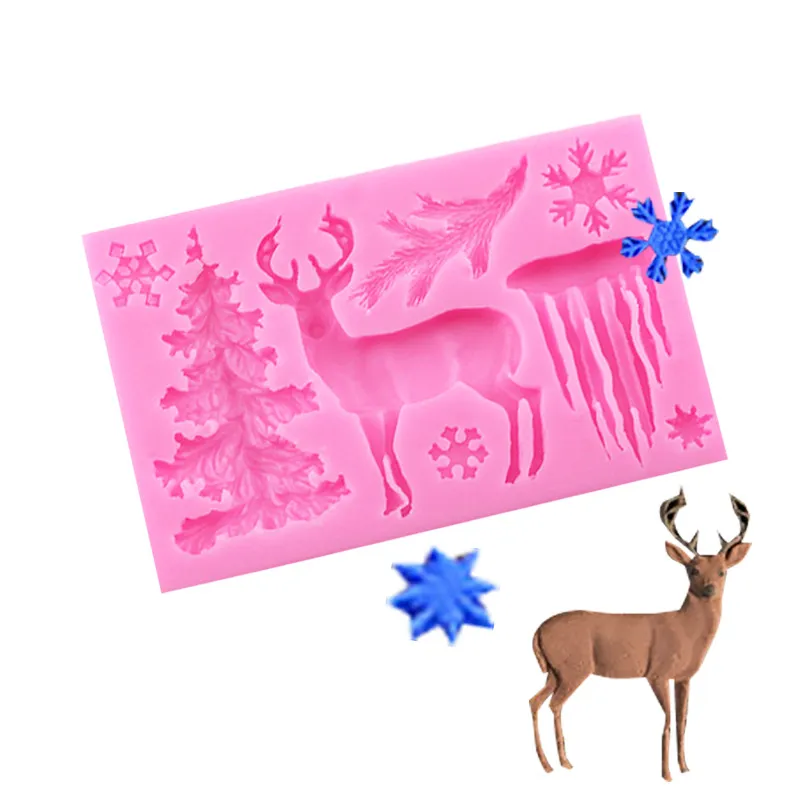Moule En Silicone HY Pour Noël, Motif Cerf/élan, Pour Fondant, Chocolat, Décoration De Gâteaux, Outils De Décoration, Tête De Cerf 3D, Moule En Résine, Argile Polymère