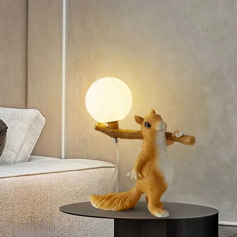 Nordic S245302 LED Squirrel Night Light for Kids Desk Bedside Table Decoration Lamp