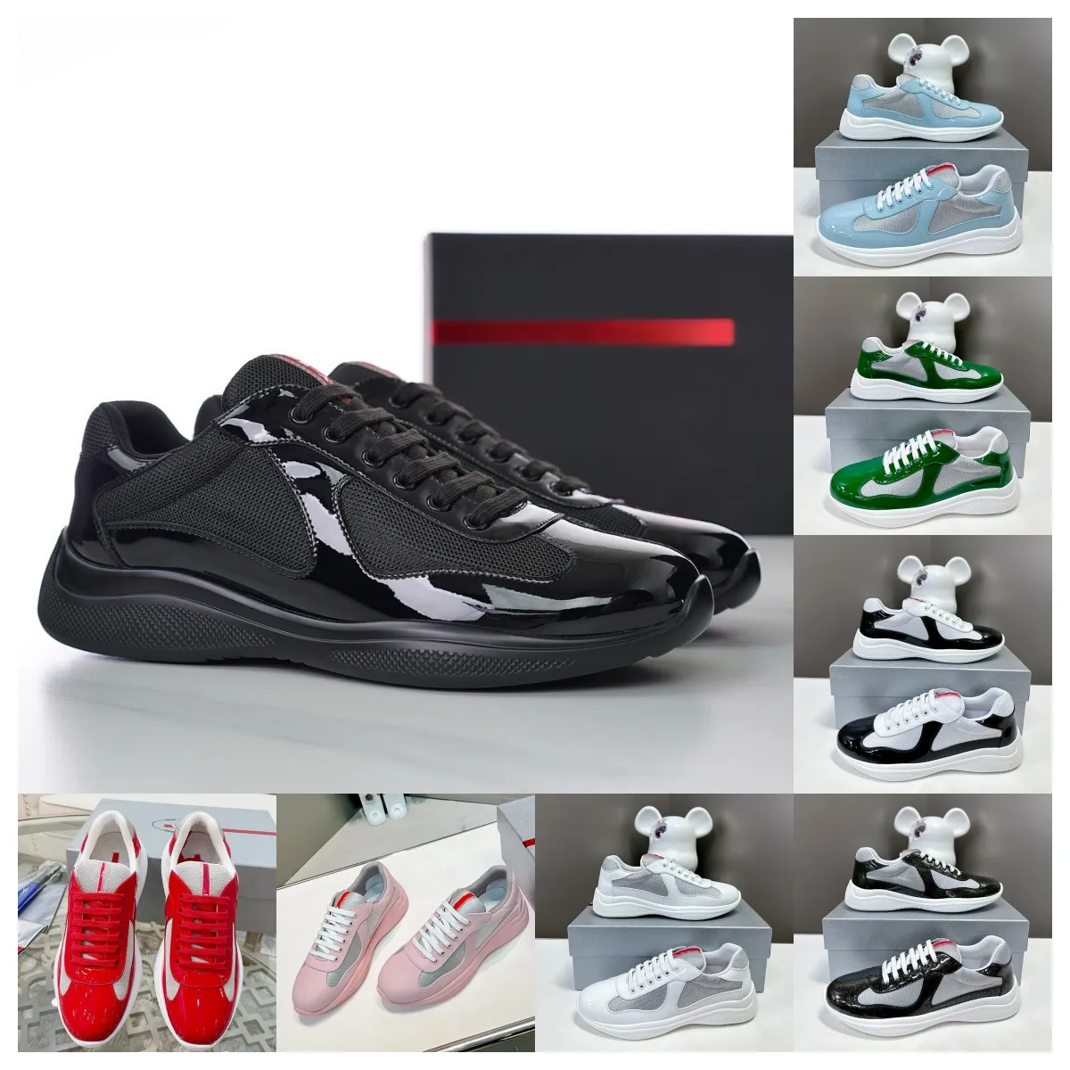 High End Designer Shoes Americas Cup Sports Shoes for Men and Women Premium Quality Leather Breathable Mesh Outdoor Running Shoes