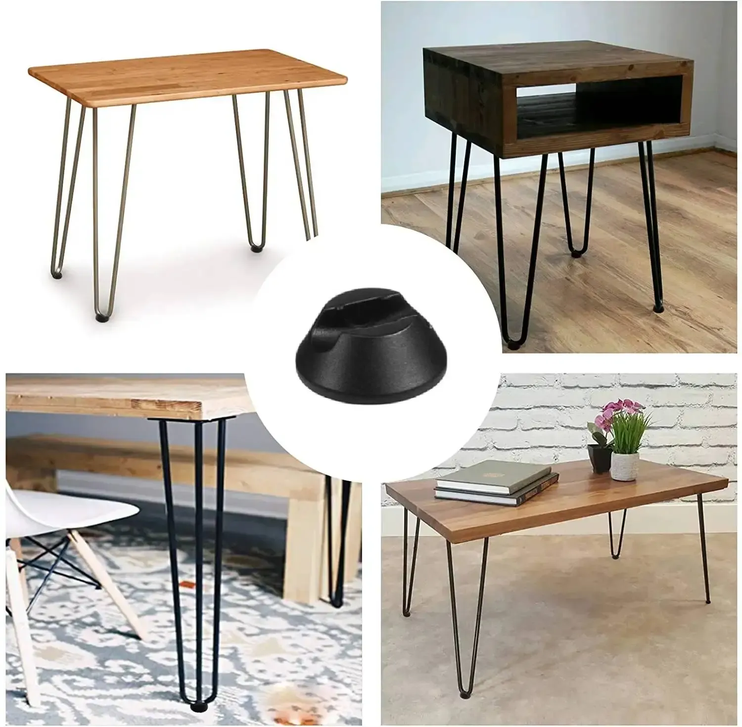 4Pcs Metal Hairpin Table Leg Caps Protectors Anti Slip Furniture Feet Pads for Hardwood Floor