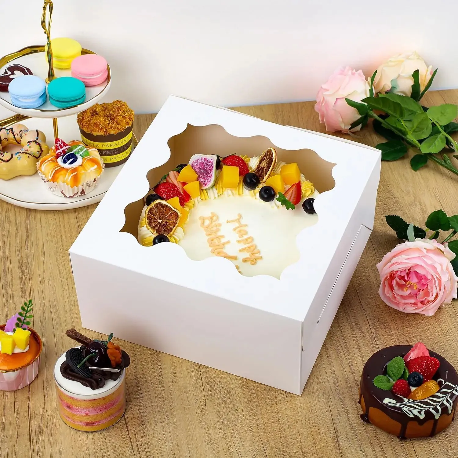 Cake Lab Box 10-Pack Cake Boxes with Window for Bakery Pastries, Cupcakes ...