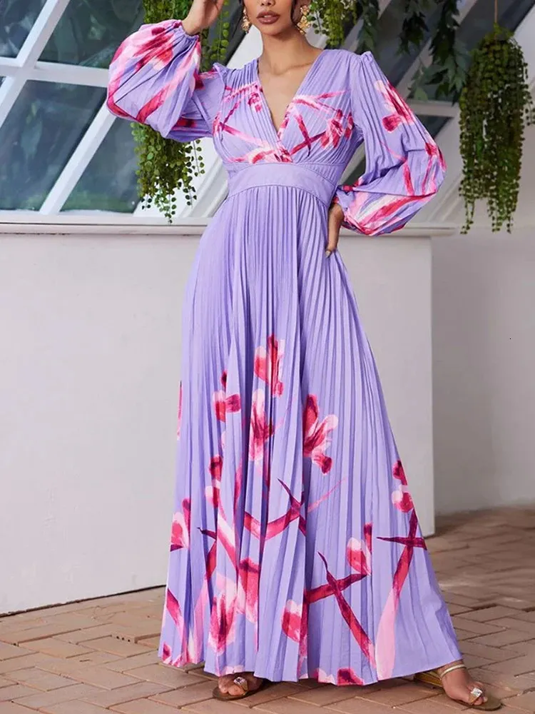 Lavender flowy maxi dress sales