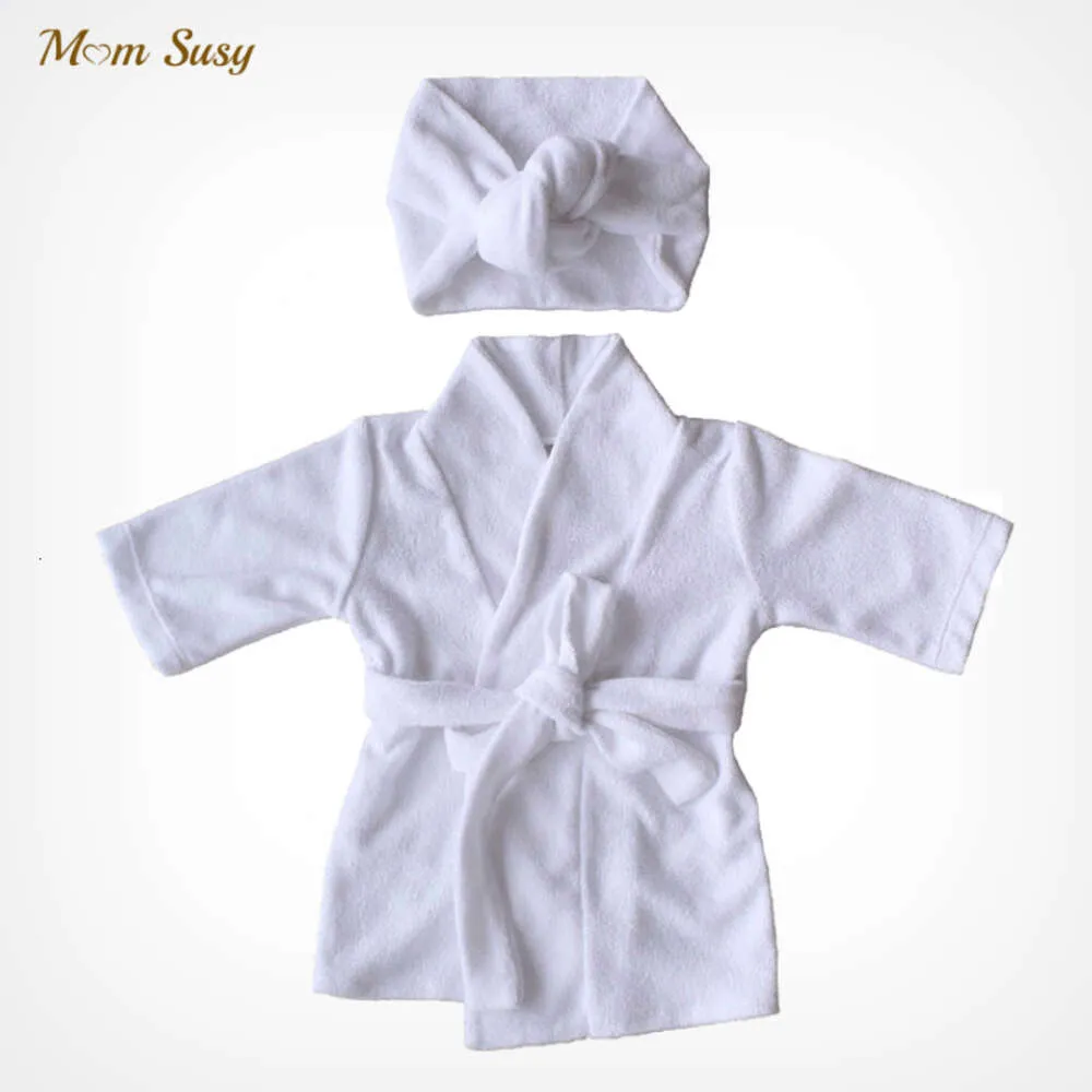 100 Cotton Newborn Baby Robe Set With Hooded Terry Newborn Bathrobe
