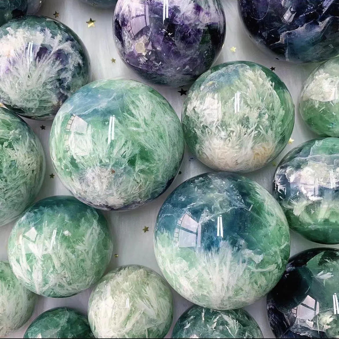 Natural Feather Fluorite Crystal Stones - 100-150g Raw Healing Crystals For Decoration & Meditation