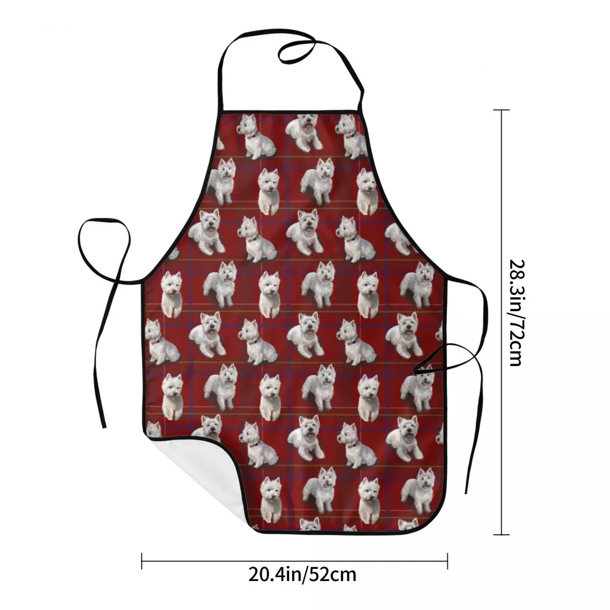 Westie Aprons: Cute Puppy Dog Design, Cotton Linen, Adjustable Neck, 2 ...