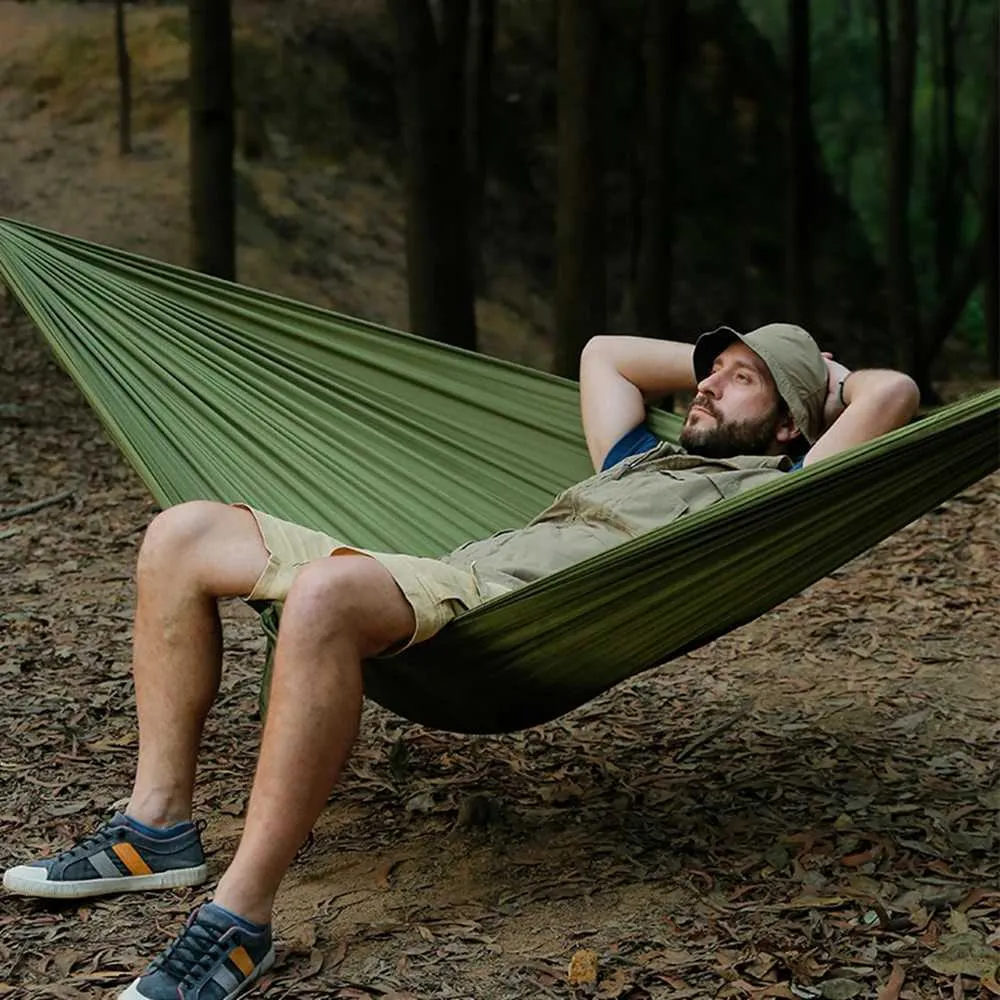 DHgate Nature Hike H240530 85NC Outdoor Garden Anti Rollover Parachute Fabric Portable Camping Travel Sleeping Hanging Hammock Swing Home Garden