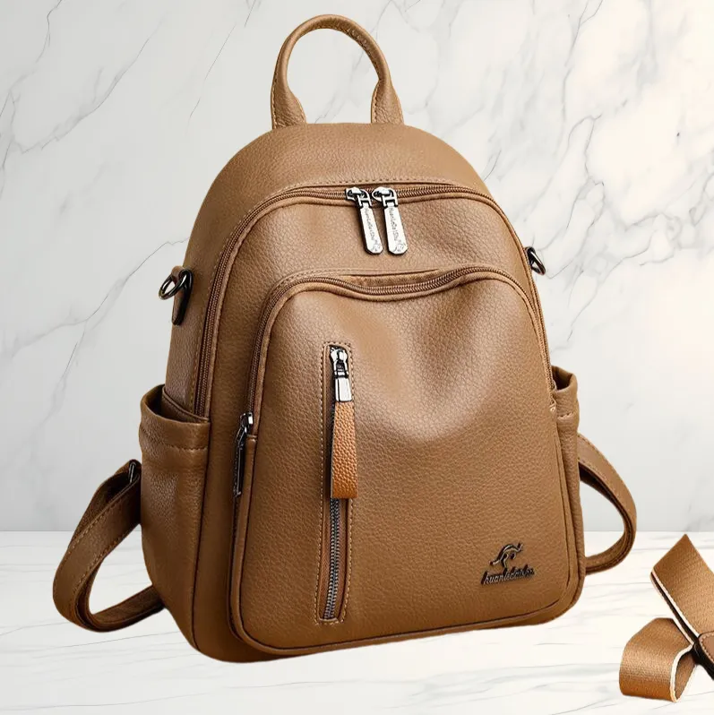 Chic leather backpack deals