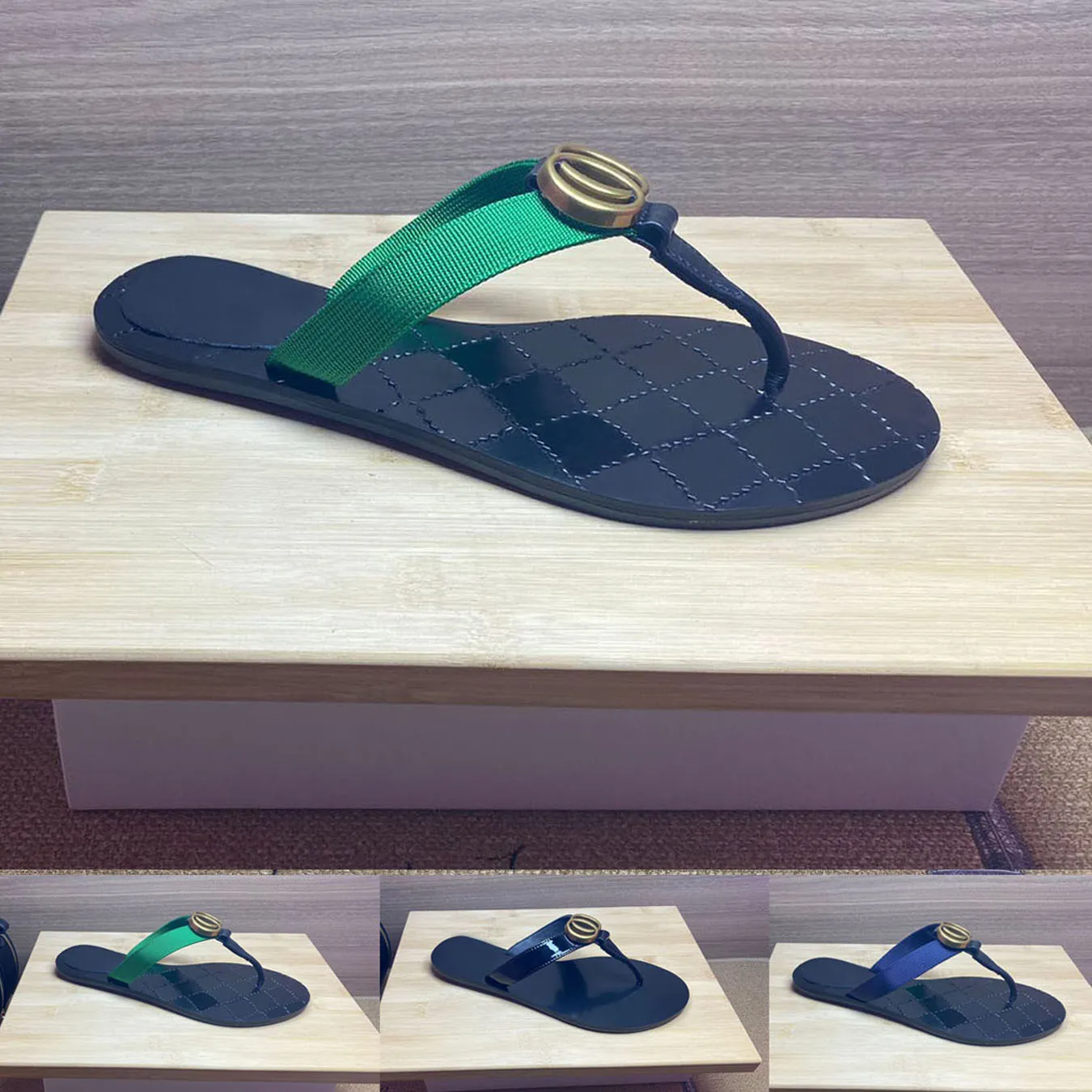 Men slippers womens designer shoes Flat slipper beach Slides letter Mens sandals Metal button Lazy lady Loafers Flip flops Summer woman shoe Large