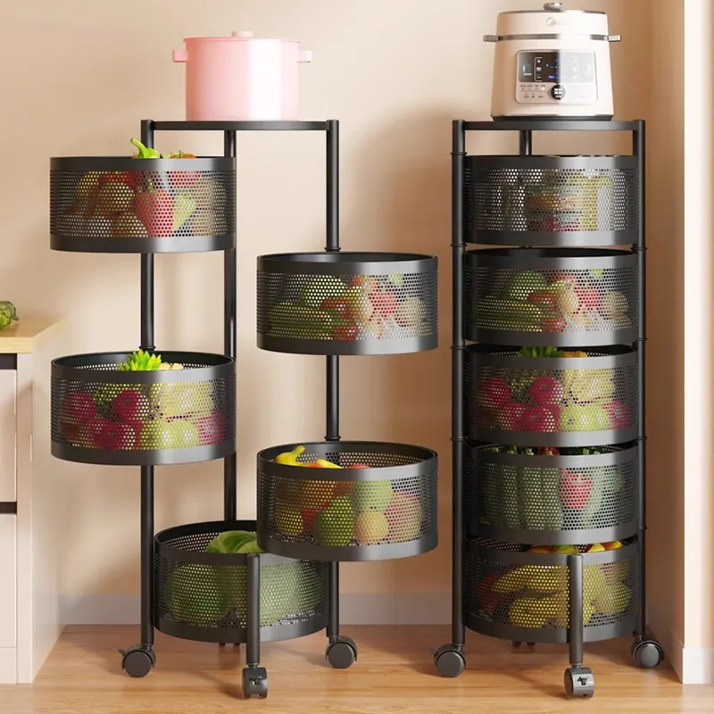 Multifunctional Kitchen Storage Cart on Wheels - Space-Saving Trolley ...