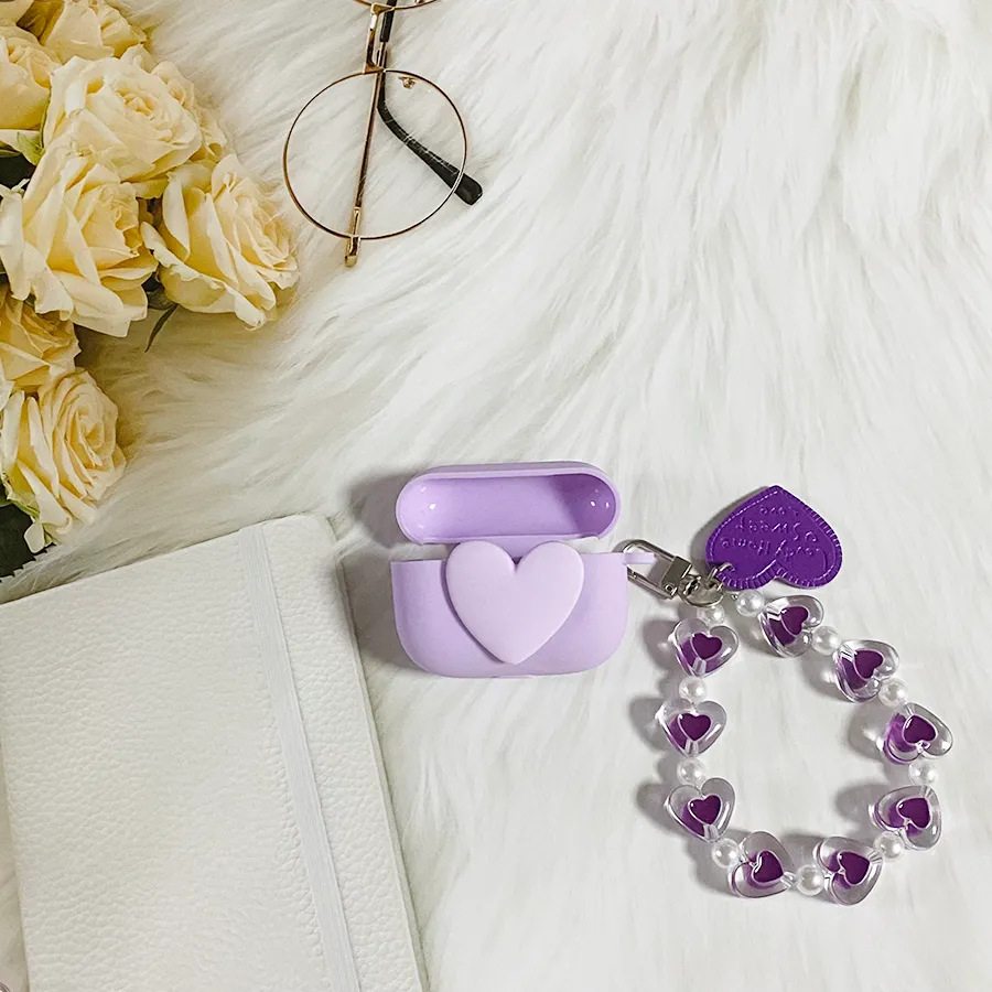 Lovely Love Silicone cover earbuds with Wrist Chain Lanyard
