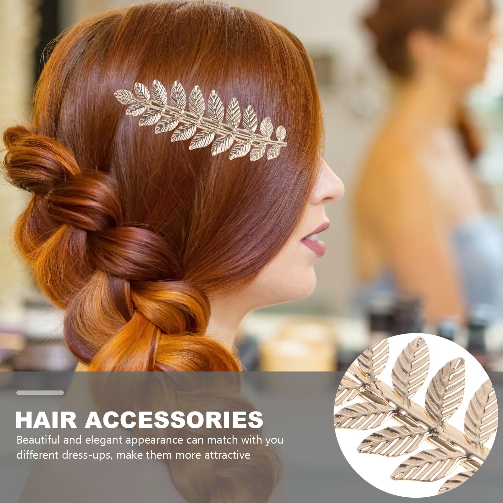 Gold Decor Metal Hairpins Gold Leaf Clip Accessories For 