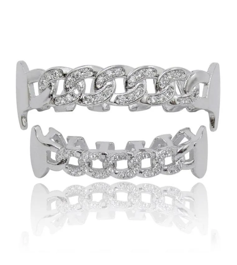 Custom Fit Fully CZ Cuban Fang Cubic Zirconia Grillz IcedOut Bling Hip ...