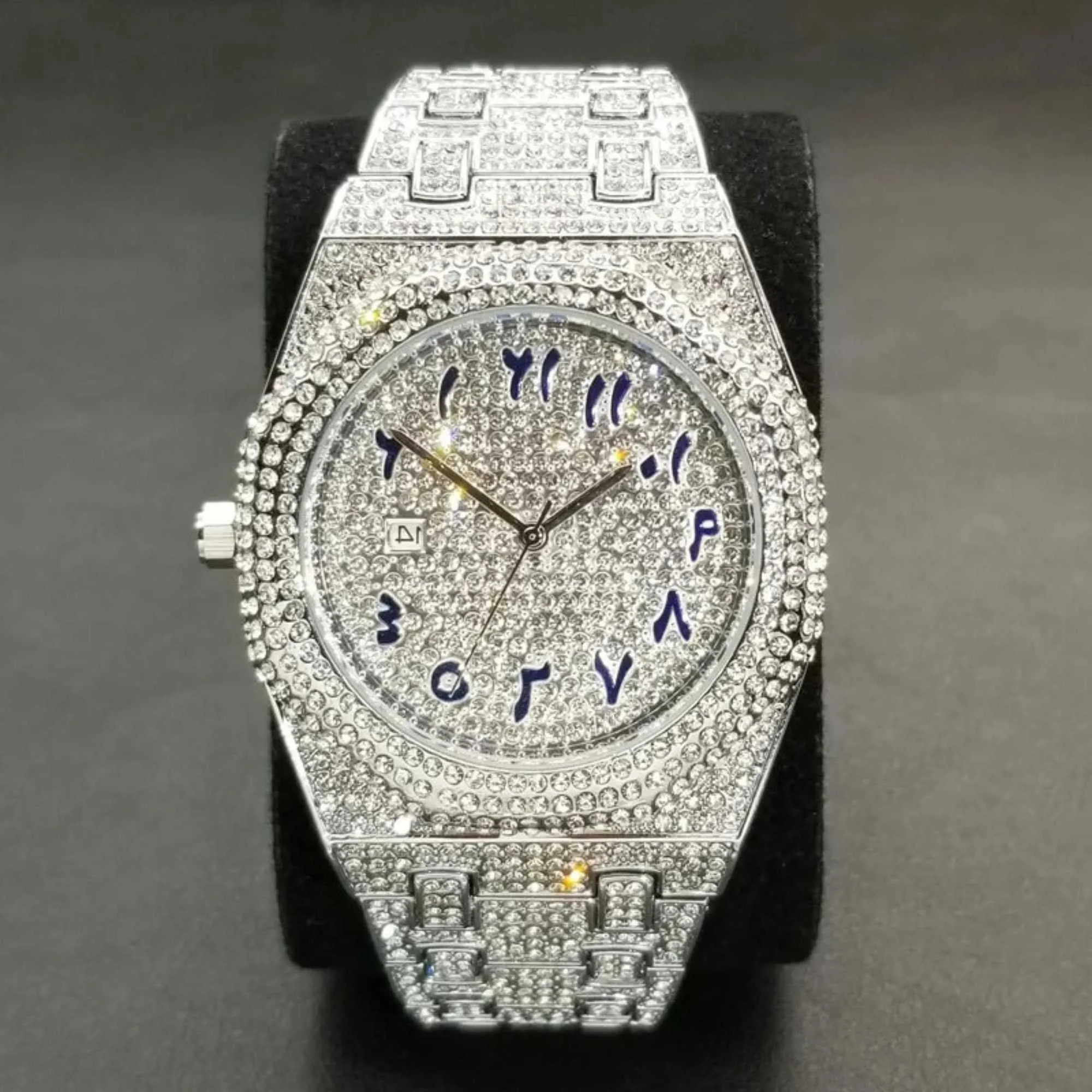 925 Sterling Silver Handmade Luxury Moissanite Diamond Mens Watch for Any  Occasion