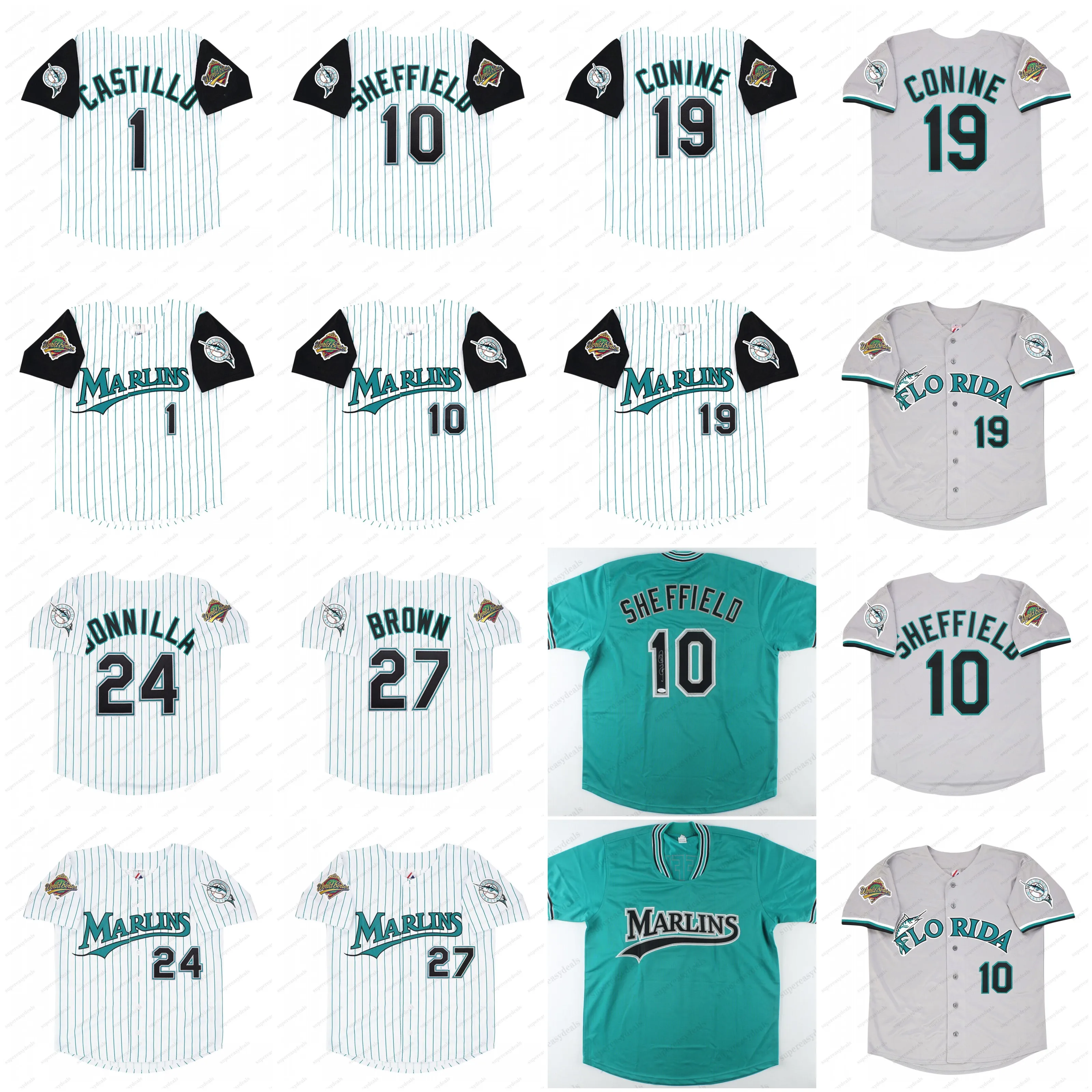 1997 World Series Marlins Jersey Authentic Throwback, Sheffield, Bonilla,  Conine, Castillo More! Vintage Baseball Apparel