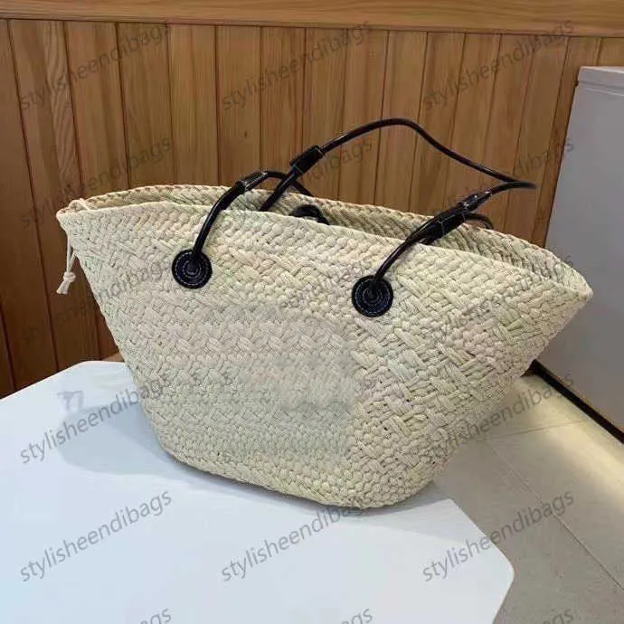 Sac Bandoulière Femme En Paille Rouge Et Blanc - Fourre-tout Moyen Avec Chaîne Et Doublure