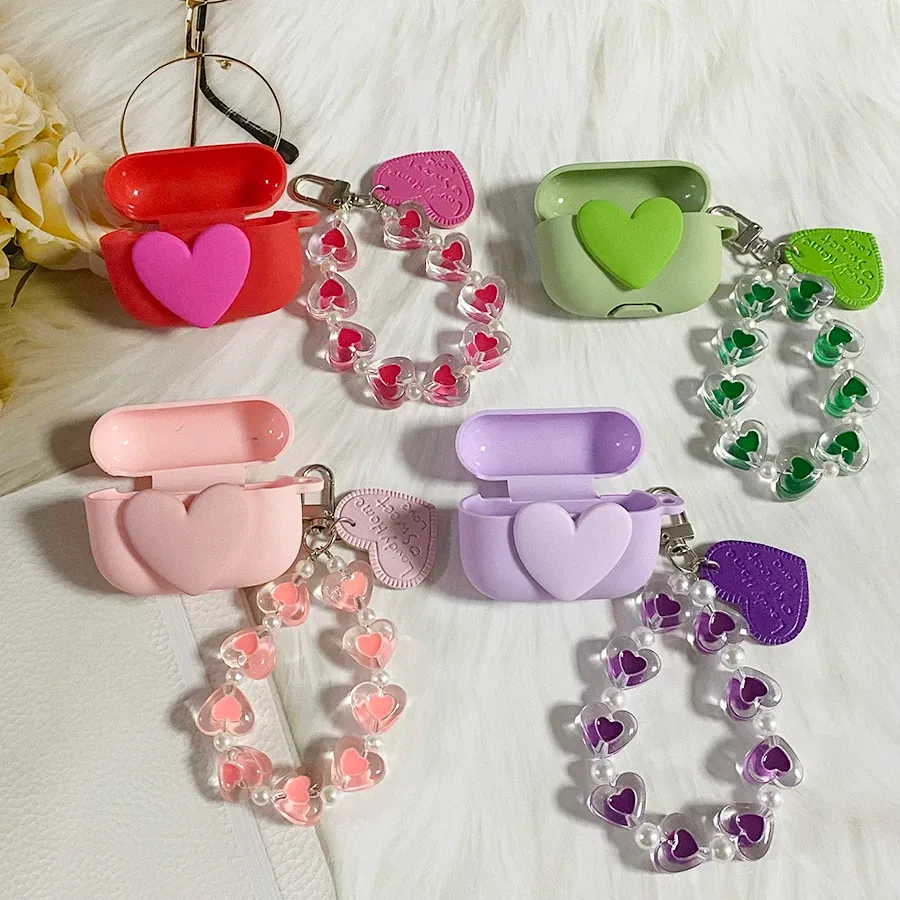 Lovely Love Silicone cover earbuds with Wrist Chain Lanyard Lovely Love Silicone cover earbuds with Wrist Chain Lanyard
