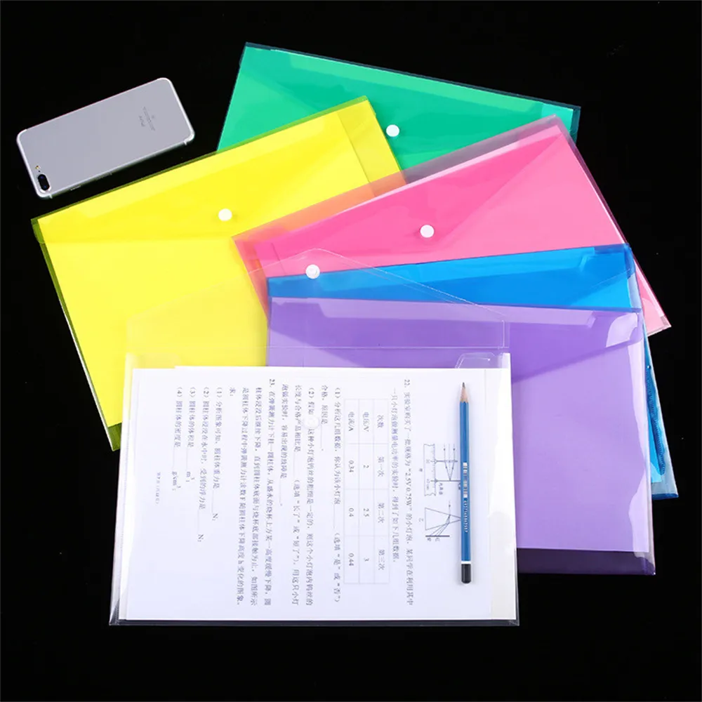 Transparent A4 Plastic Folders with Snap Closure - Set of 10 Budget ...