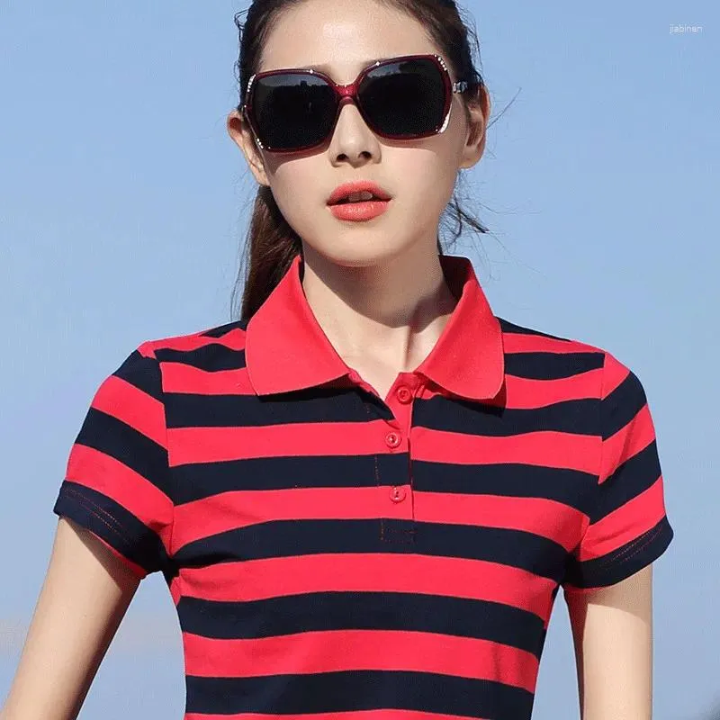 2024 Striped Cotton Striped Polo Shirt Womens For Women Summer Fashion Sportswear Top In Loose Fit Short Sleeves And Thin Fabric Available In Sizes M 6XL From Jiabinen 40.64 DHgate.Com