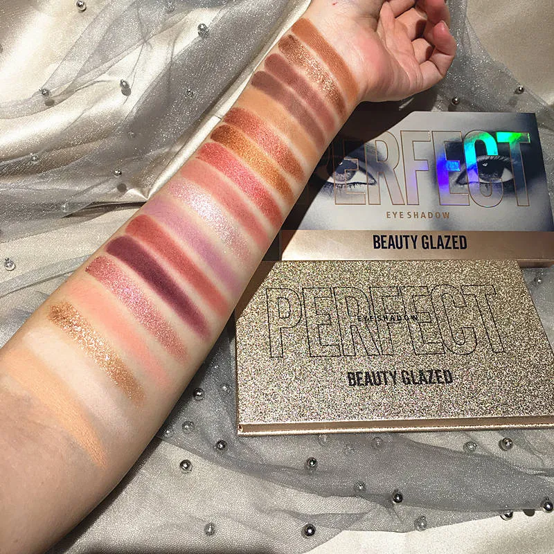 Beauty Glazed Lidschatten-Palette 16 Farben - Matt & Perlglanz, Hochpigmentiert, Wasserfest, #02