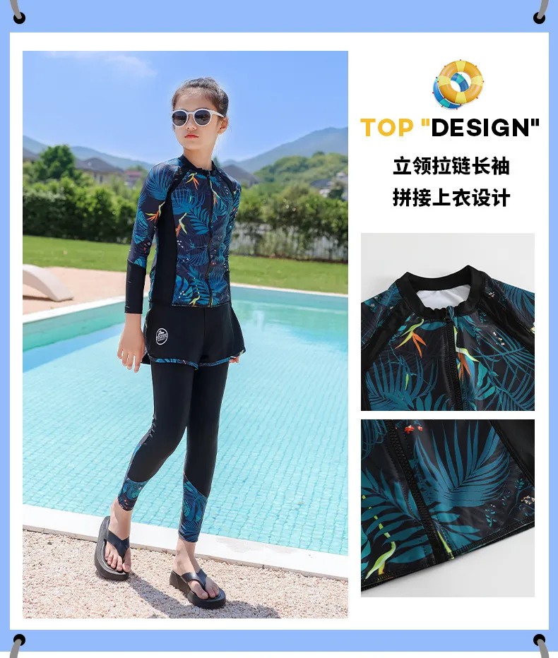 thumbnail image 2 of Hotfiary Kids UPF 50+ Long Sleeve Rash Guard – Quick-Dry Swim Shirt, Sun Protection, Letter Print | Sizes 3-12 Years 2 of 14