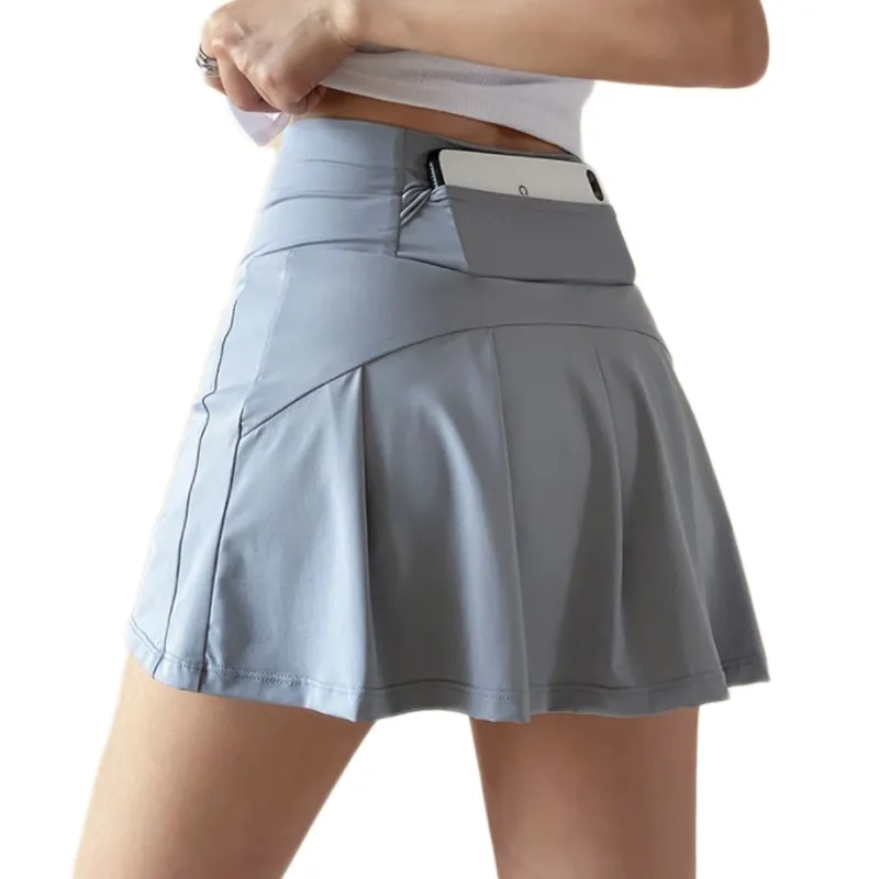 Legging pour femme avec jupe 2 en 1 - Jupe de tennis avec pantalon - Jupe de sport - Jupe de golf - Pantalon de course - Pantalon de yoga 3/4 avec