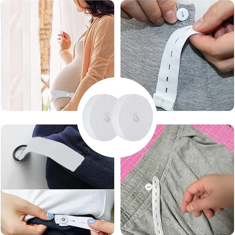 DHgate 2 5M Flatback Elastic Stretch Band with Buttonholes Knit Cord Belt for DIY Pants Waistband 15 20 25mm Black Home Garden
