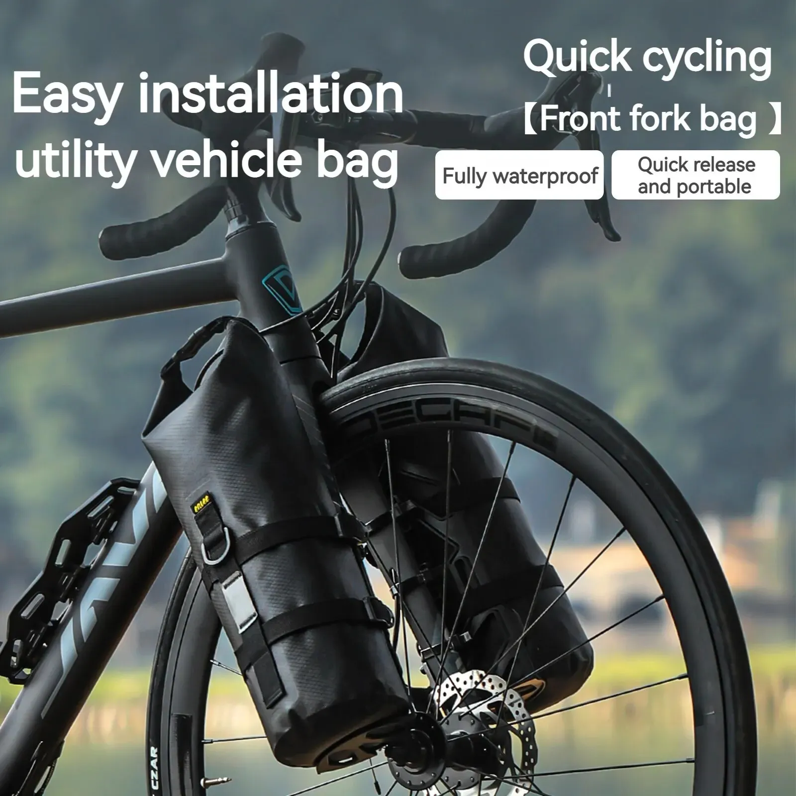 ENLEE Bicycle Multifunctional Front Fork Bag Outdoor Waterproof Bag 5L Capacity Road Mountain Bike Long Distance Travel Bag 240531