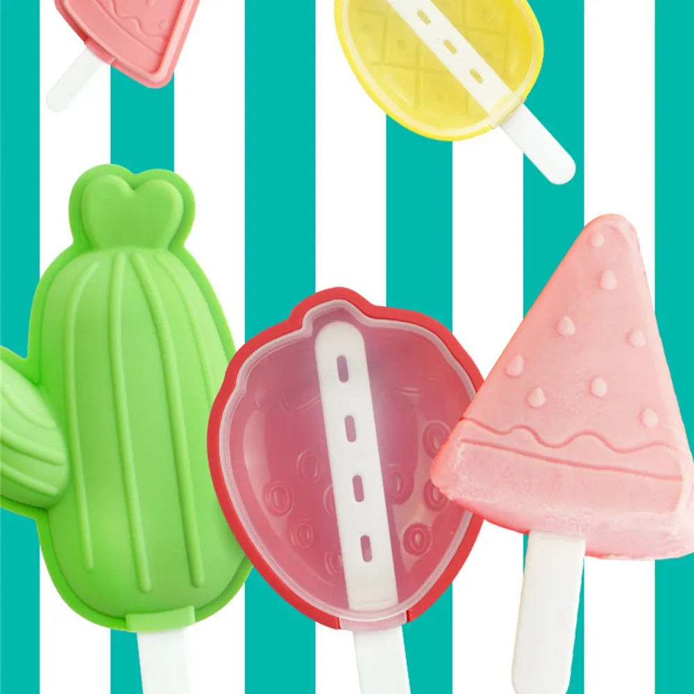 蓋付きの3Dアイスクリームシリコーン型：自宅で子供のための楽しい簡単