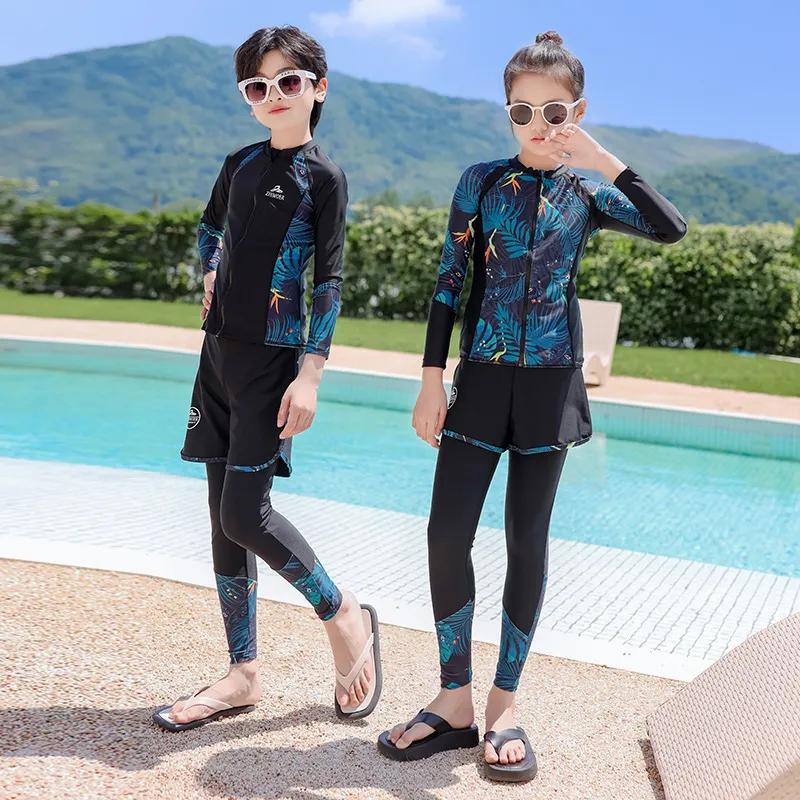 Athletic Swimsuit Set For Boys And Girls Long Sleeve Rashguard Chafing Shorts And Pants From Homepro19 32.21 DHgate.Com