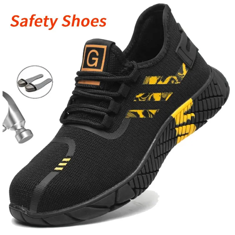 Men s Steel Toe safety shoes Anti Puncture Safety Boots for Construction and Summer Work 240531