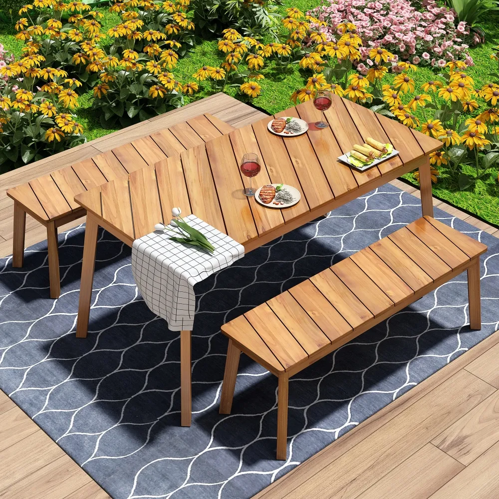 Acacia Wood Dining Set For Garden Patio And Outdoor Dining Bench From Clovermat 322.7 DHgate.Com