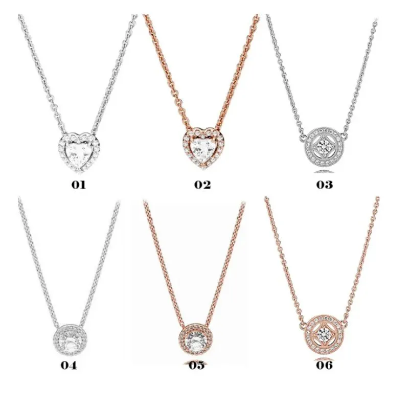 Womens Sterling Silver Pandora Charm Noble Heart Necklace Heart Shape Shining Personality Rose Gold Necklace Collar Chain Female From 12 32 DHgate