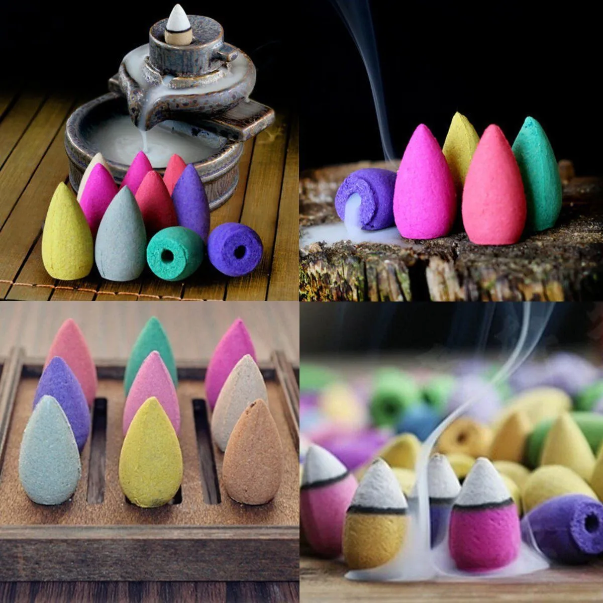 Natural Reflux Tower Incense Cones: Sandalwood Lavender Smoke Backflow