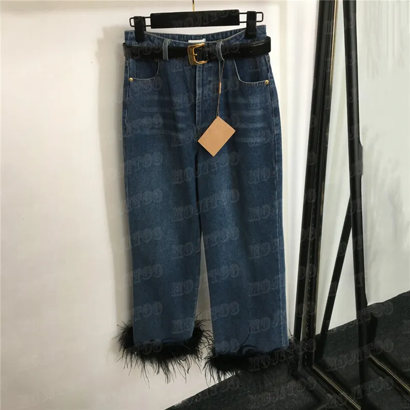 Pantalon d'épissage en plumes jeans pour femmes designer de créateur de denim pant