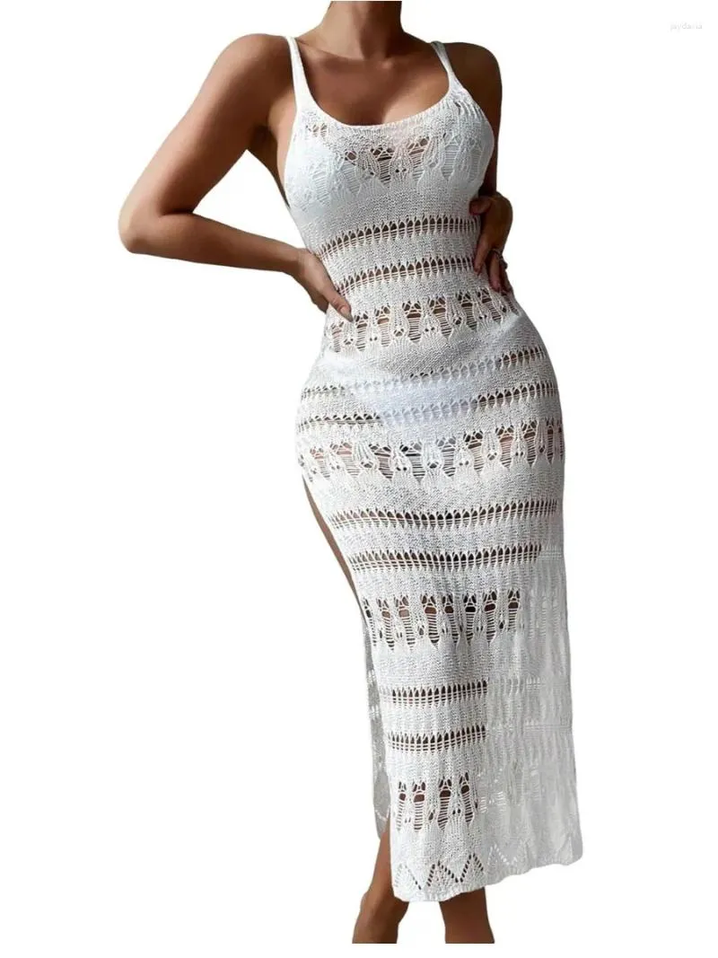 White Crochet Beach Dress Womens Hollow Out Backless Split Midi Swimsuit  Cover Up from Dhgate Basic & Casual Dresses - price 29.26