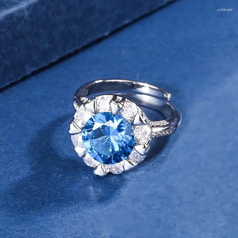 2024 Emerald Blue Crystal Wedding Rings 2022 Minimalist Design, High