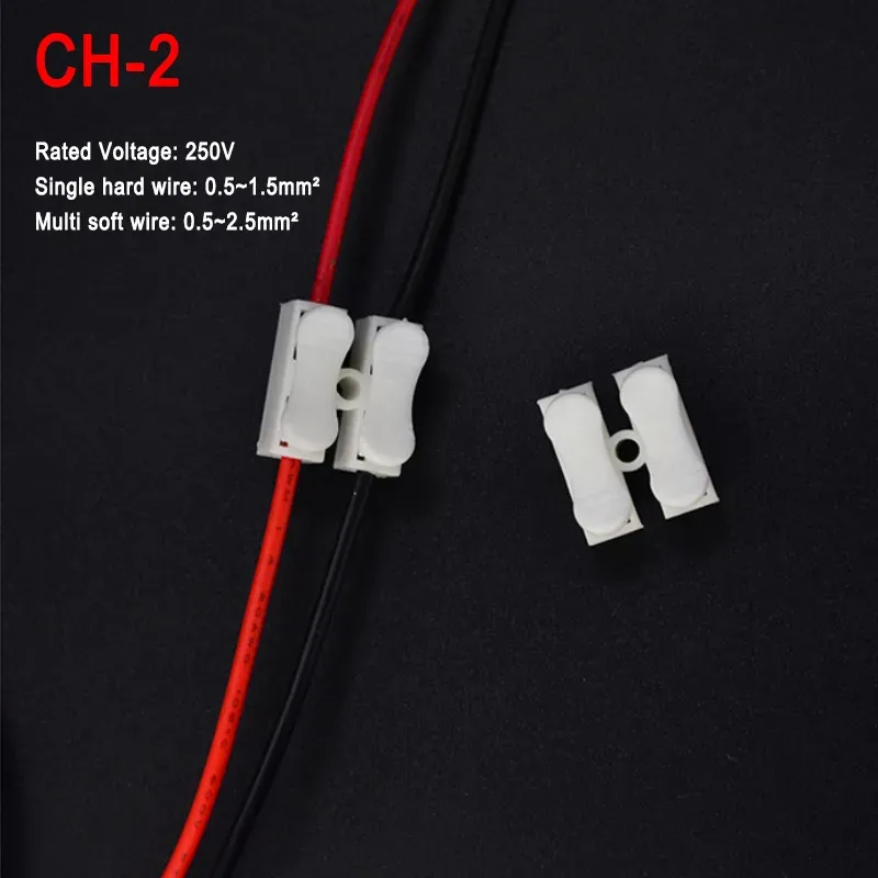 100-Pack 220V 10A 2-Pin Push Quick Wire Connectors – White Wiring Terminals With Copper Core